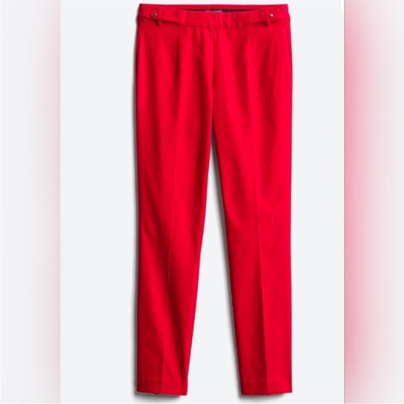 NWOT/EUC Tenney Mid Rise Slim Straight Ankle Trouser in Bright Red - Picture 5 of 14